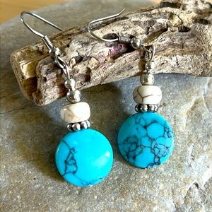 Howlite & Faux Turquoise Earrings.